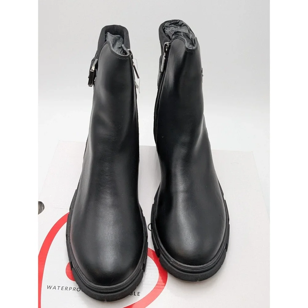 NEW Blondo Prince Women's Waterproof Leather Buckle Boot US 11‎ Black Side Zip